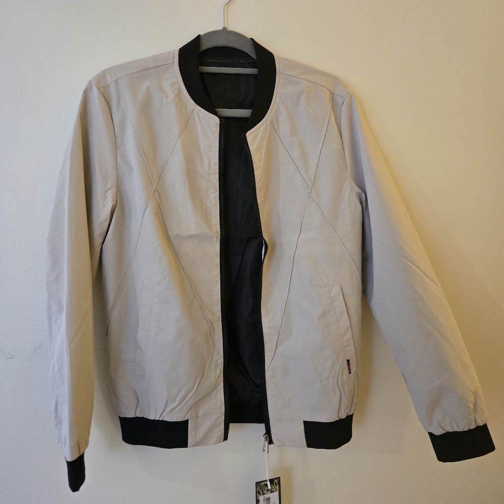 Atom Tan Bomber Jacket with Varsity Style